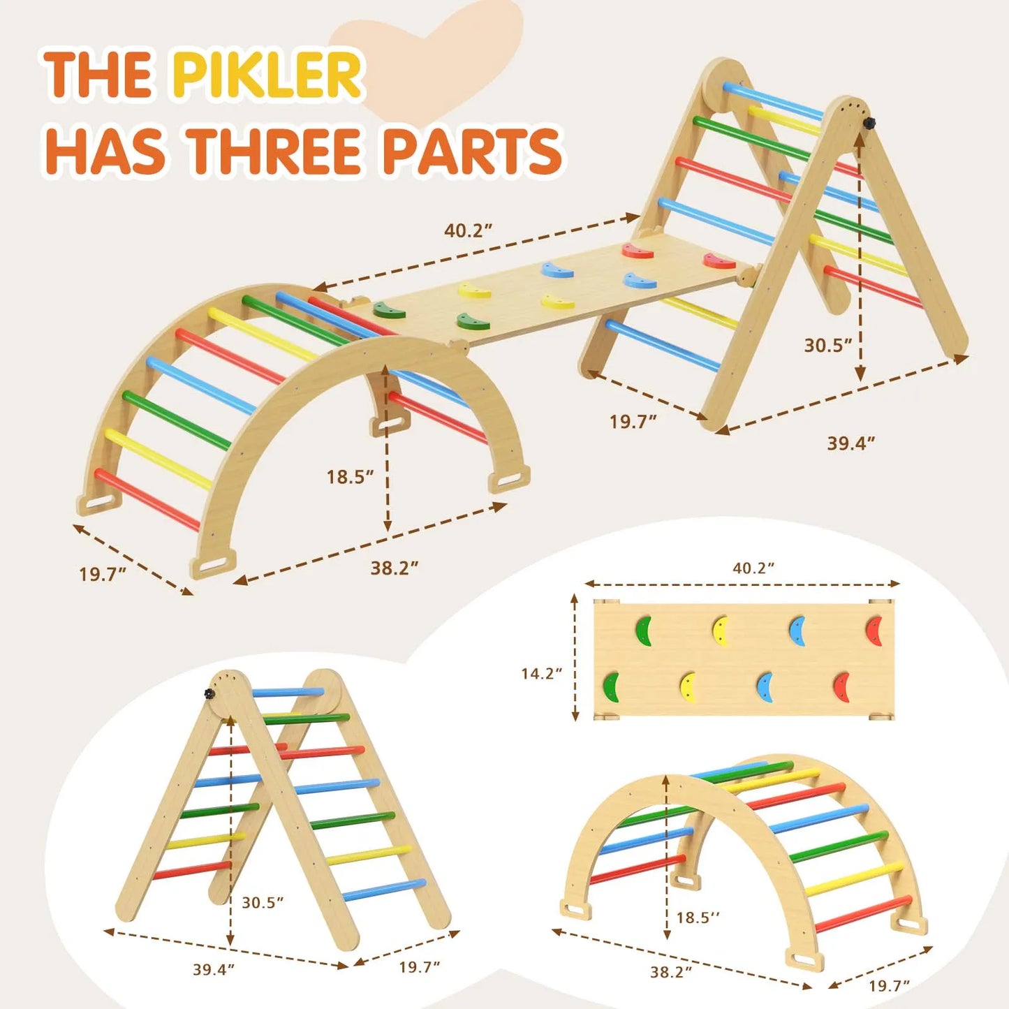 5 in 1 Pikler Triangle Set-Rainbow