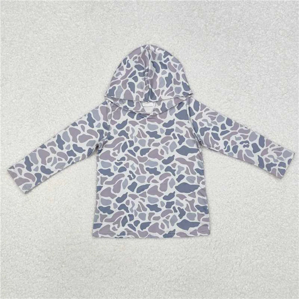 Baby Kids Grey Camouflage Hooded Top