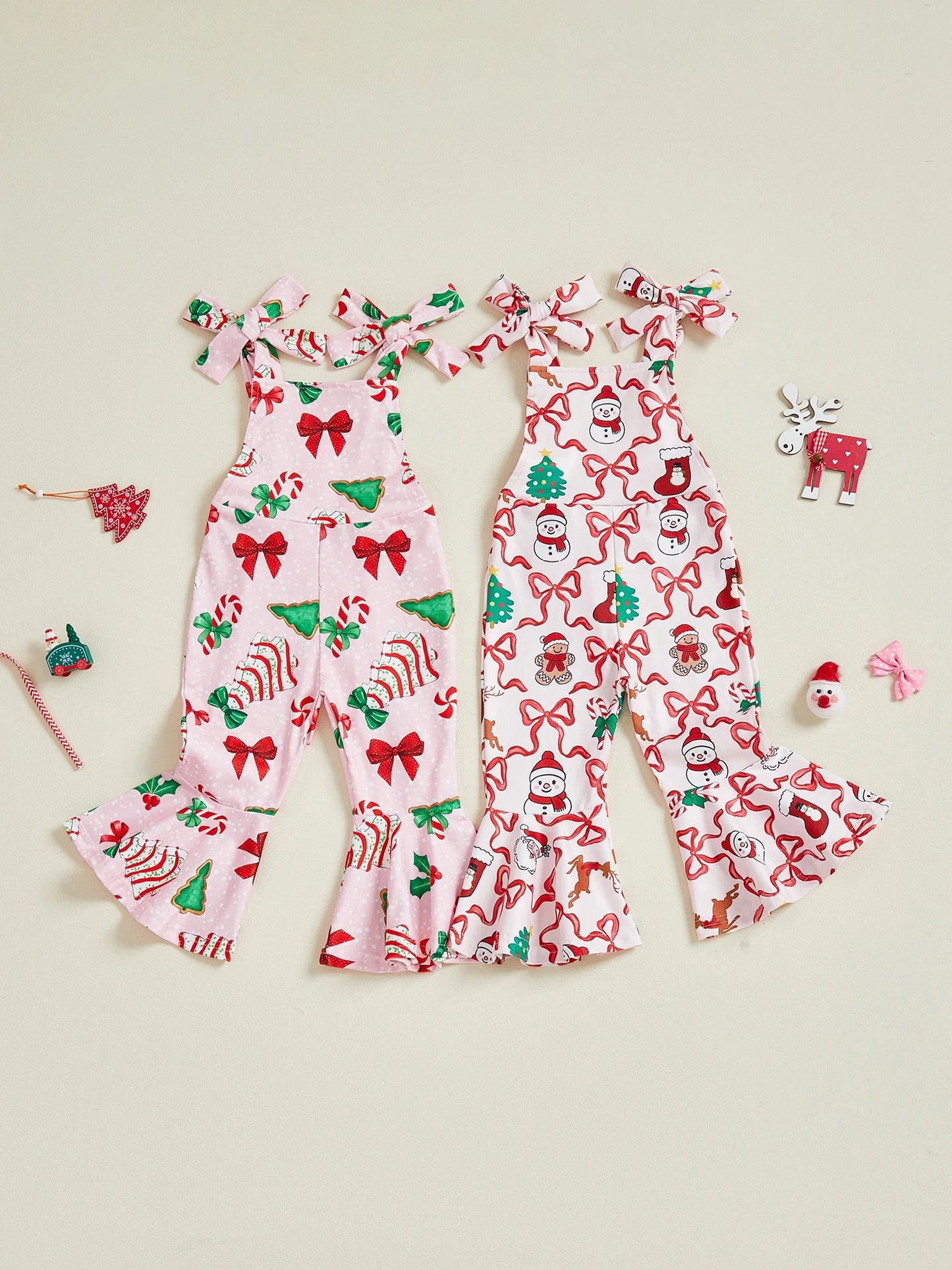 Toddler Girls Christmas Flare Overalls