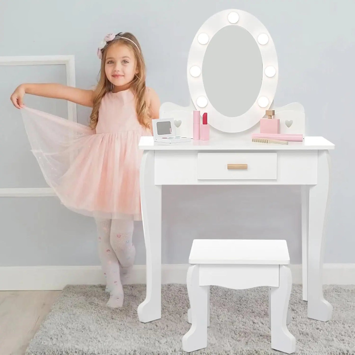 Girls' Vanity Table and Chair Set