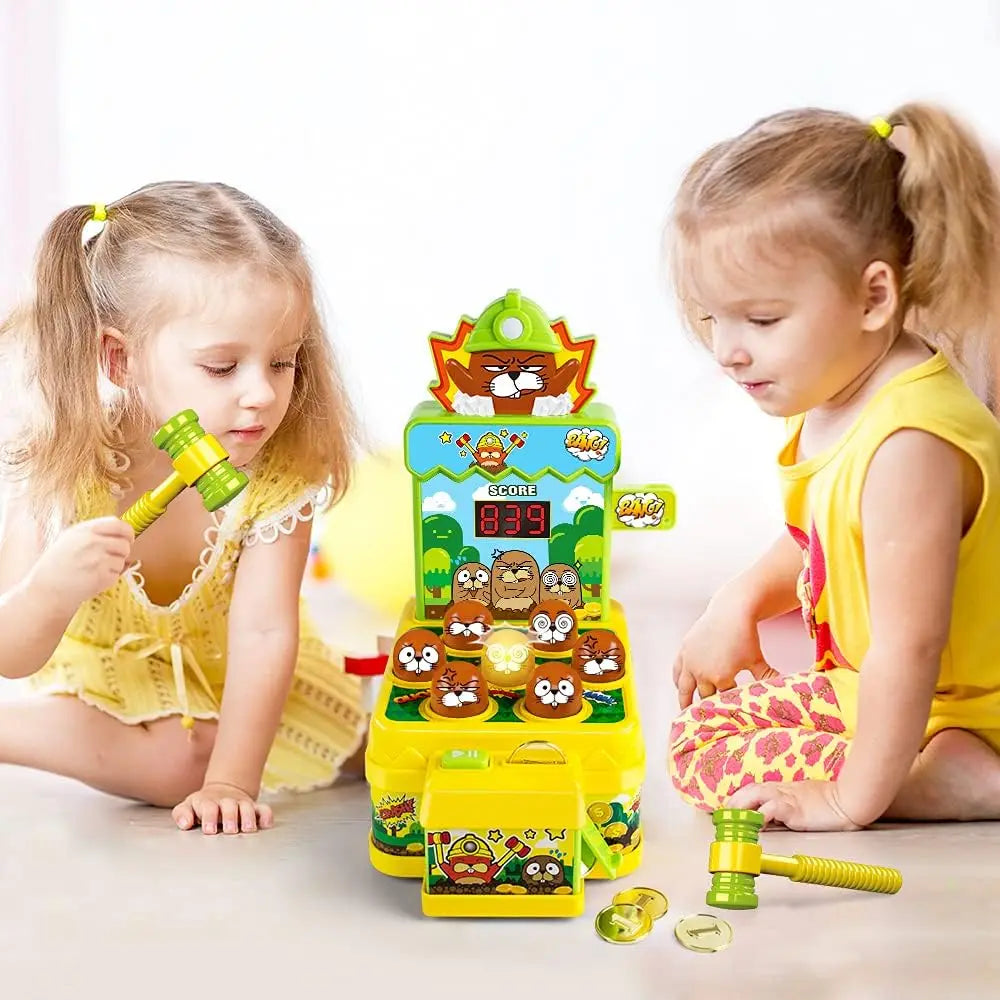 VATOS Mini Coin Operated Arcade Game Bank with 2 Hammers, Interactive Electronic Developmental Toy for Kids Ages 3-6