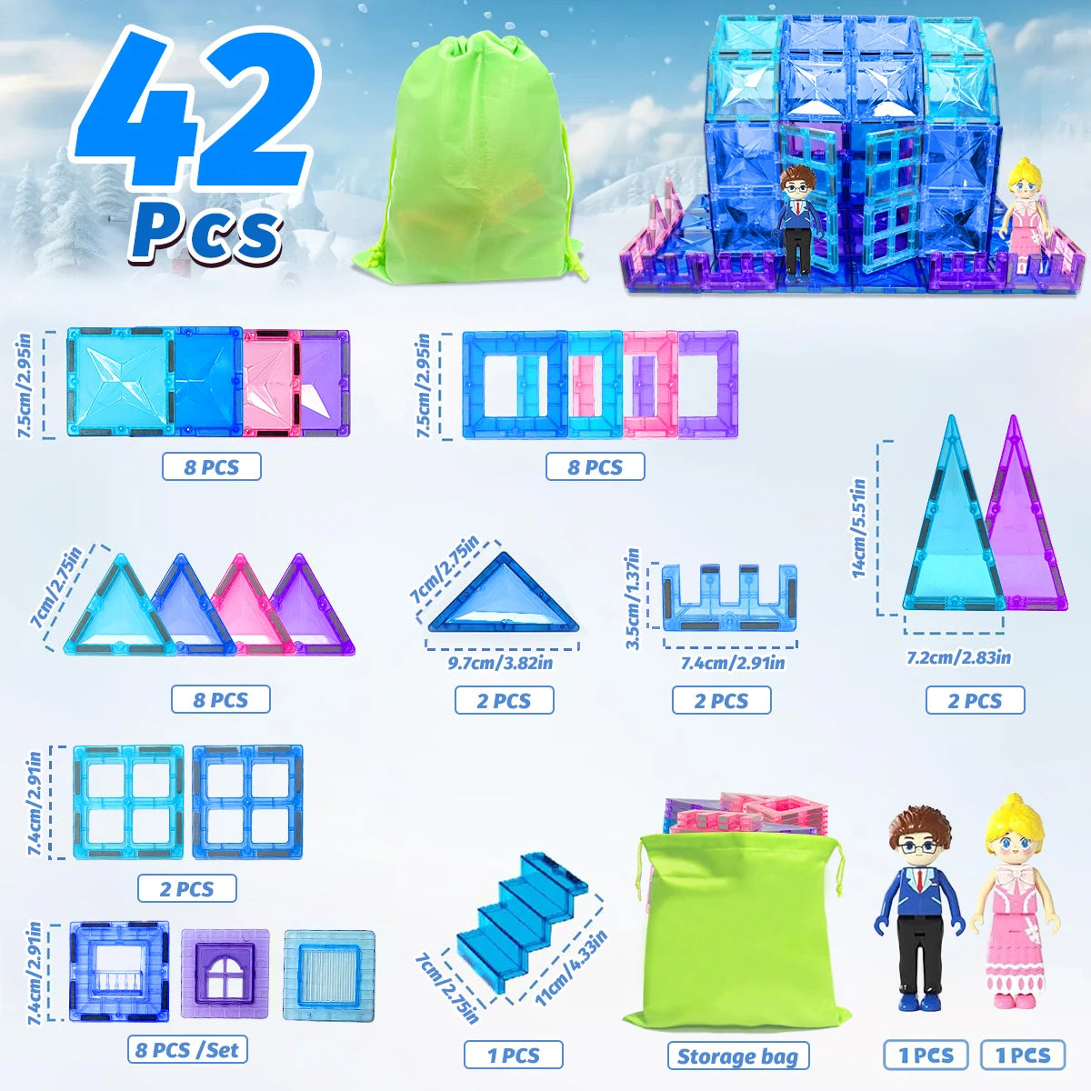 Frozen Toys for Girls Magnetic Tiles Princess Castle Building Blocks Toys Girls Toys Magnetic Blocks Birthday Gifts STEM Toys