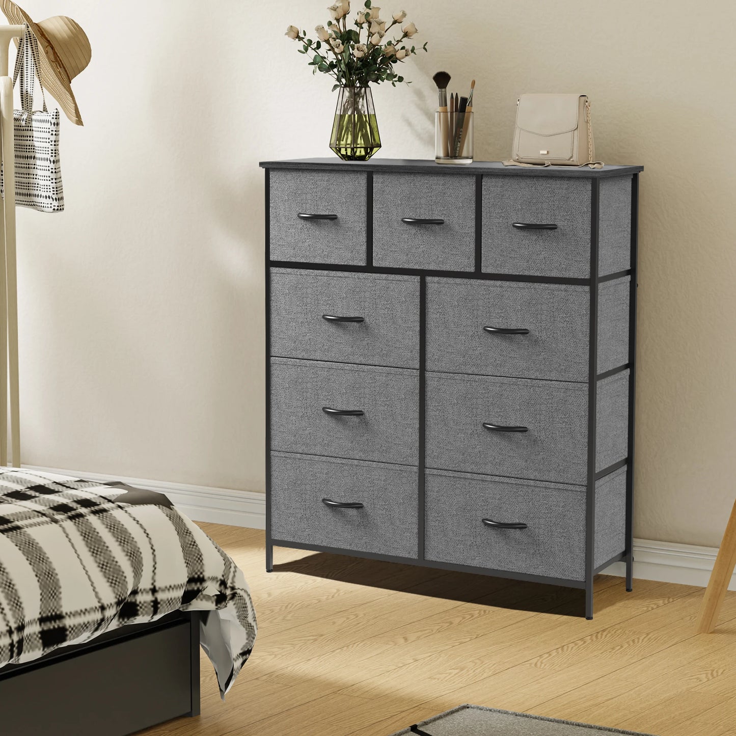 Dresser For With 9 Fabric Storage Drawers