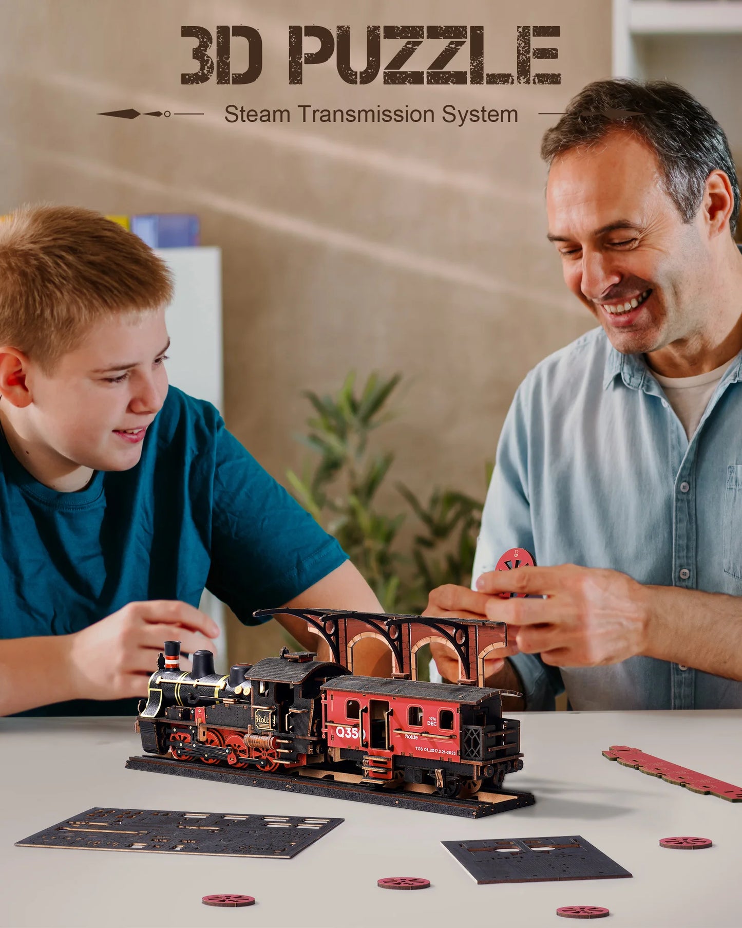 Robotime Rolife Steam Journey 3D Wooden Puzzle Traditional Train Model Pre-colored Design Wood Easy Assemble Toys Gifts TGS01