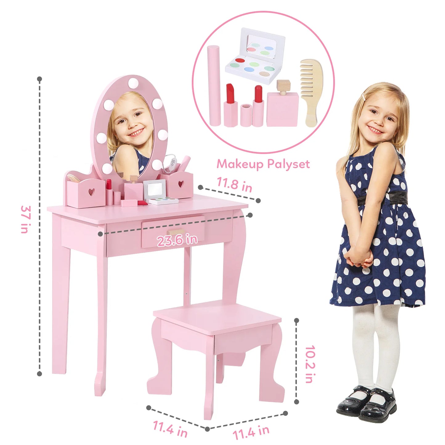 Girls' Vanity Table and Chair Set