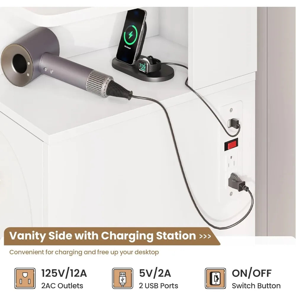 White Vanity Desk With Mirror