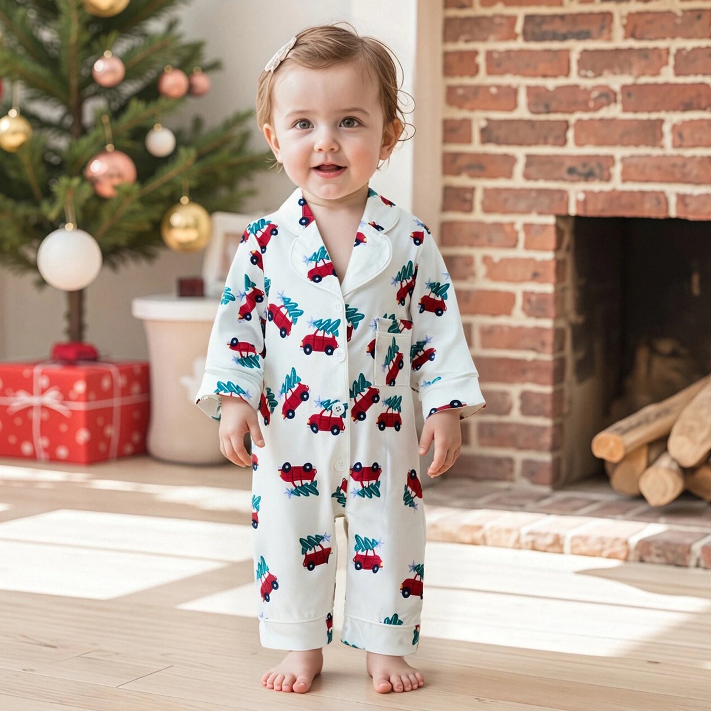 Baby Christmas Snowflake Patterned Jumpsuit