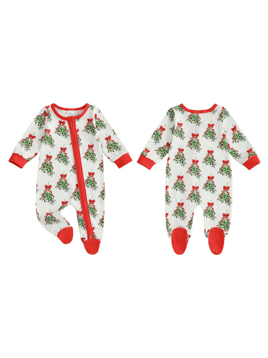 Christmas Baby Romper with Reindeer Print