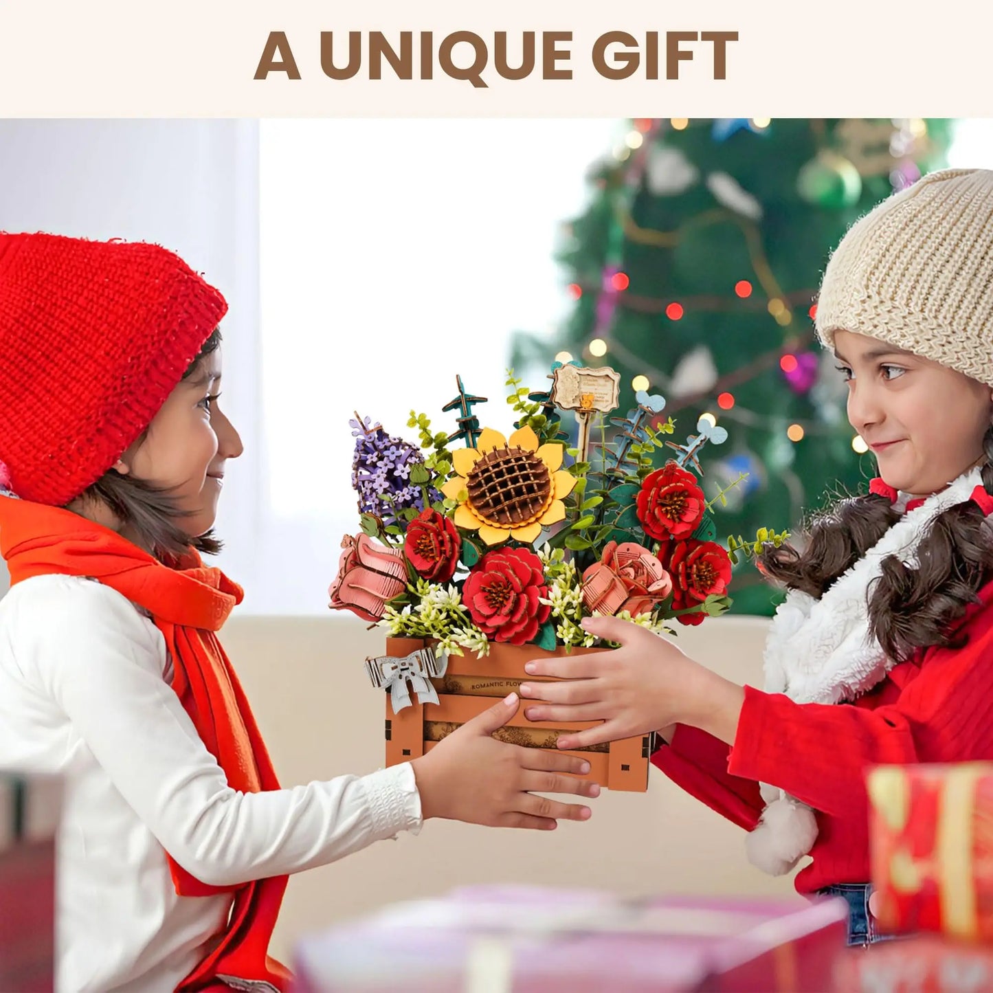 ROBOTIME 3D Wooden Bloom Box Puzzle, Adults' Flower Bouquet Building Set, Artificial Home Decor, Gift for Mother's Day/Birthday