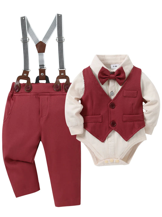 Baby Boy Dress Suit, Suspenders and Bowtie