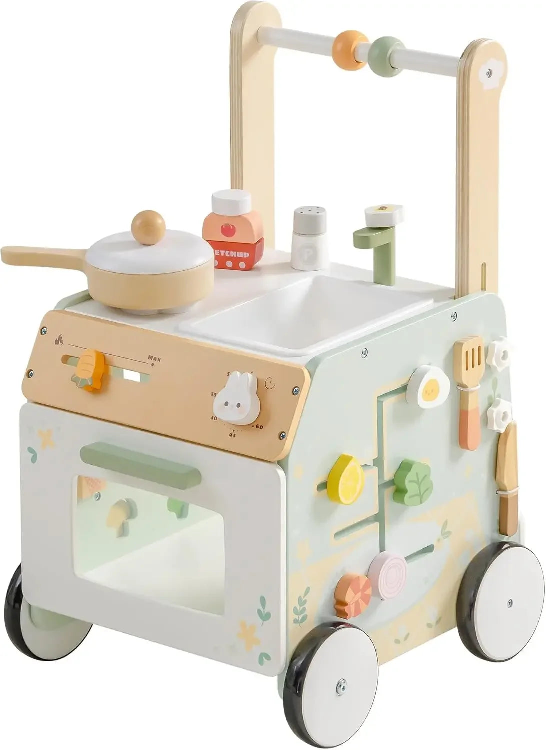 Adjustable Height Wooden Baby Walker