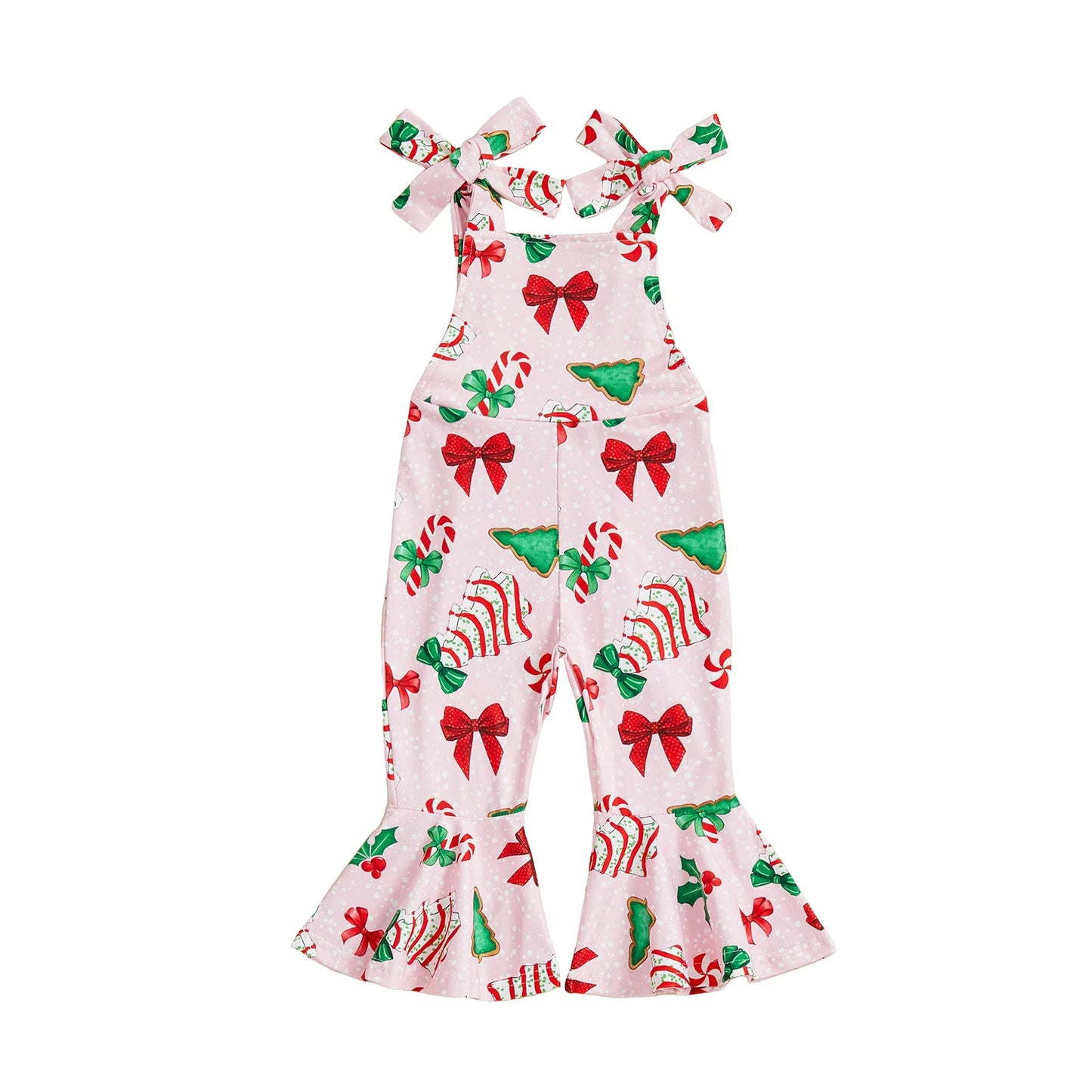 Toddler Girls Christmas Flare Overalls
