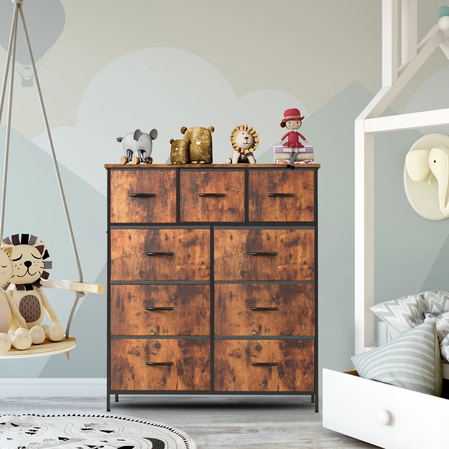 Dresser For With 9 Fabric Storage Drawers