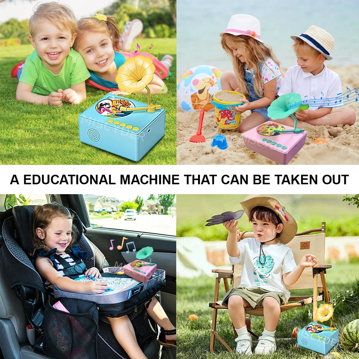 Toddlers Story Musical Toys-Kids Phonograph Story Music Player with 96 Cards-Children's Educational Birthday Xmas Gifts