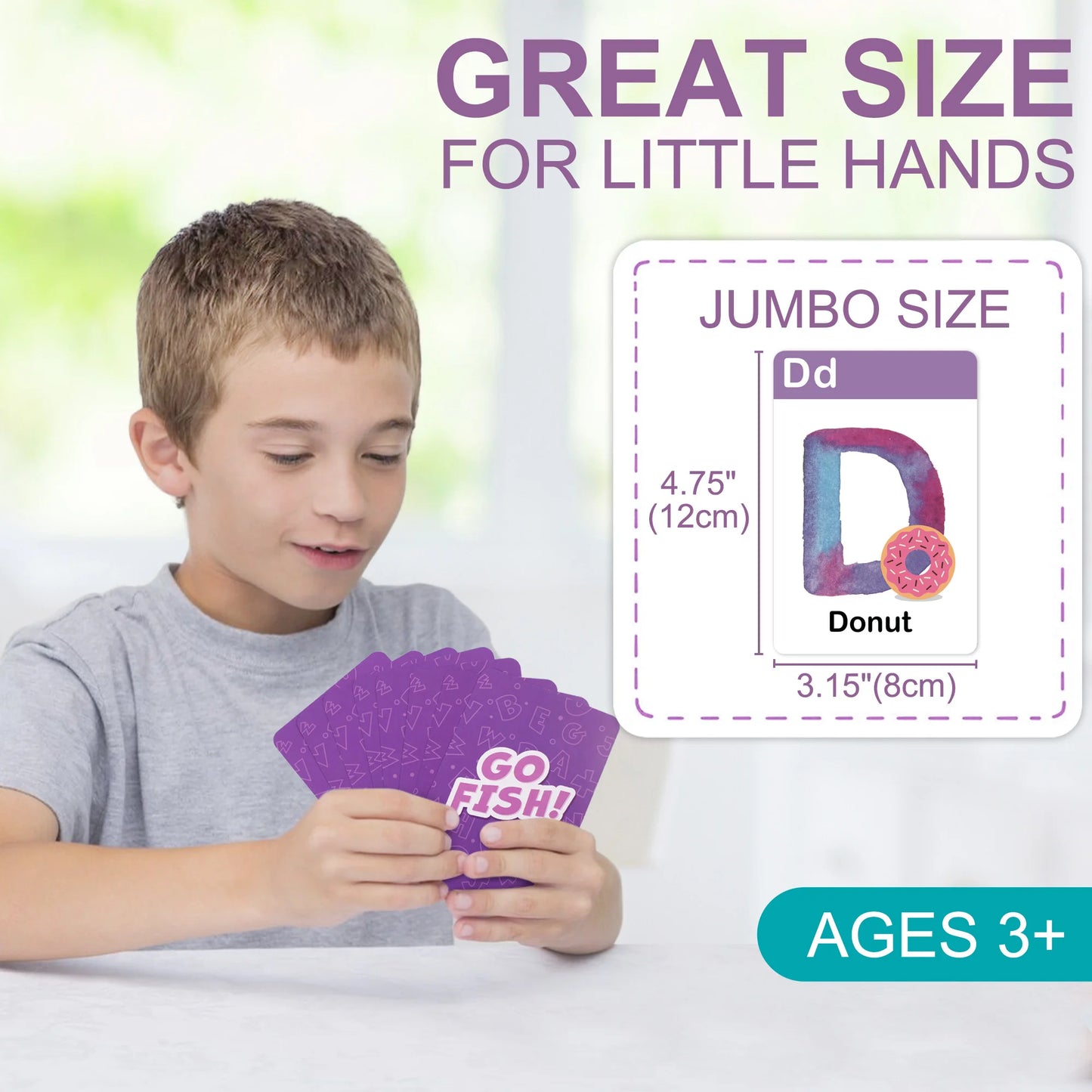 BenBen Alphabet Go Fish Card Game for Kids,104 Cards, ABC Learning Playing Cards, Memory Matching Games, 2-8 Players, Ages 3 +