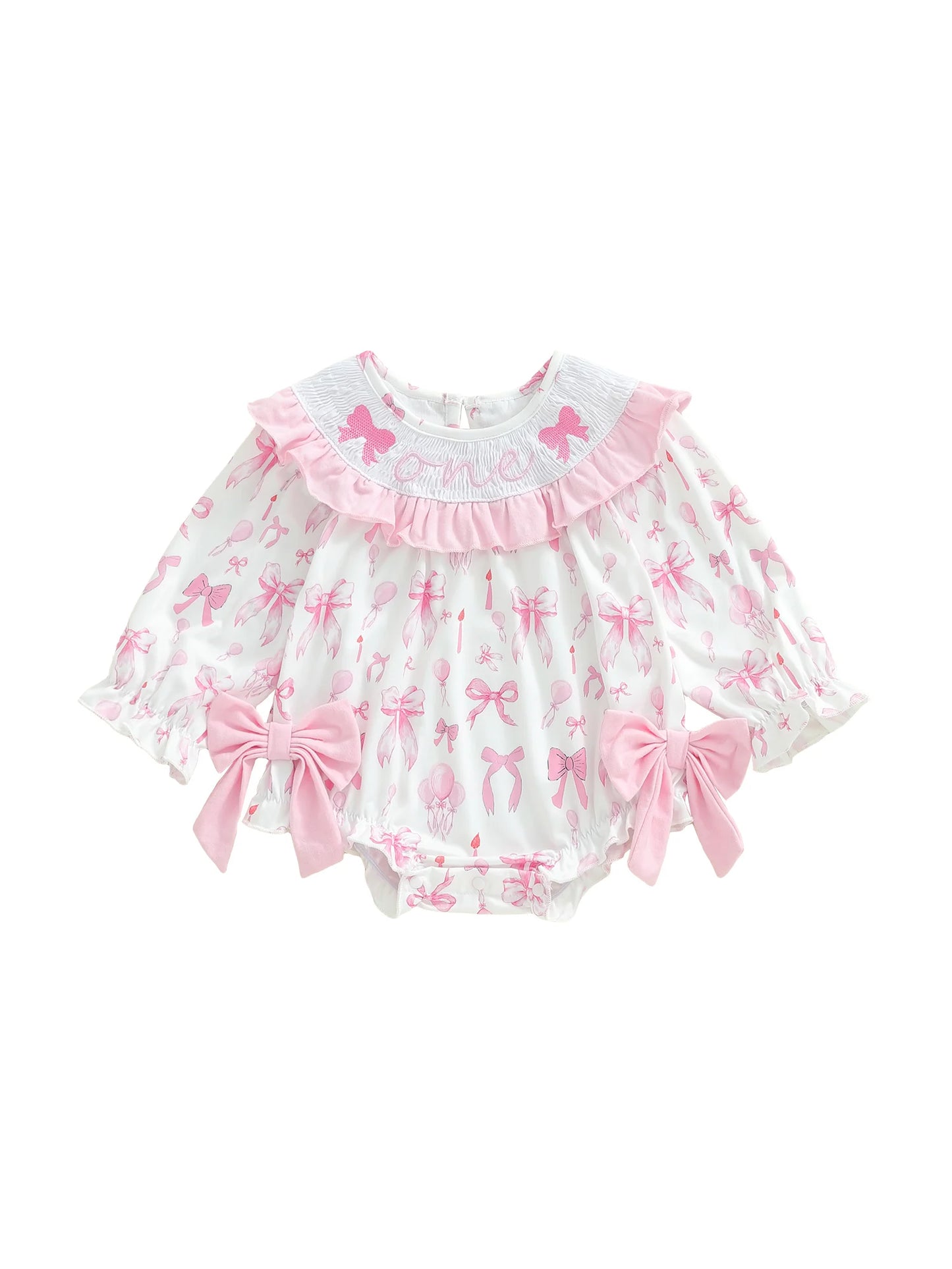 Toddler Girls Birthday Romper With Cute Bow