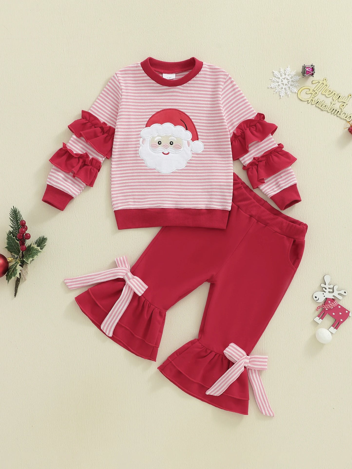 Girls Christmas Outfit with Bow Headband