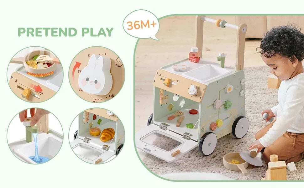 Adjustable Height Wooden Baby Walker