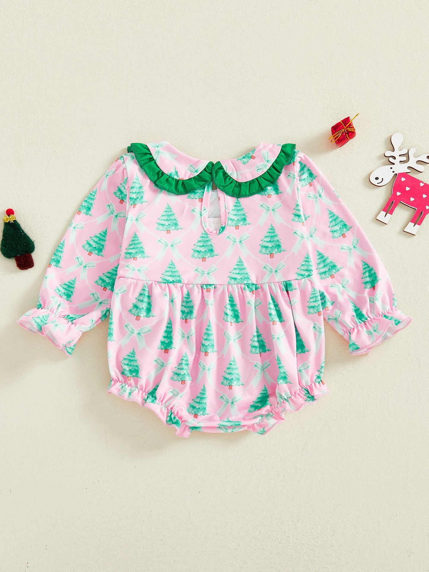 Christmas Baby Girl Romper with Bow Tie