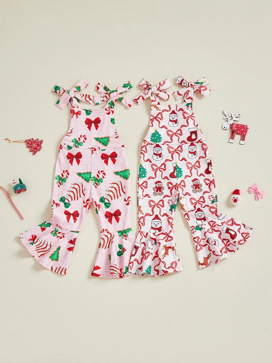 Toddler Girls Christmas Flare Overalls