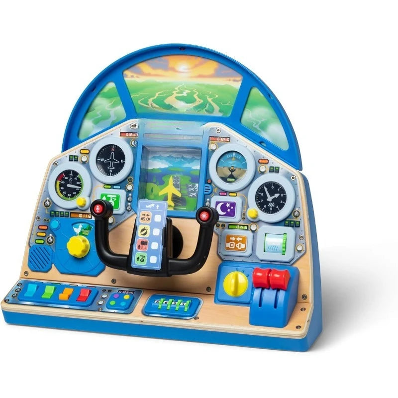 & Doug Jet Pilot Interactive Dashboard Wooden Toy for Boys and Girls Ages 3+ - FSC Certified