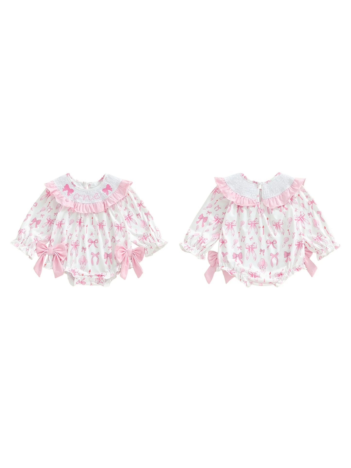 Toddler Girls Birthday Romper With Cute Bow