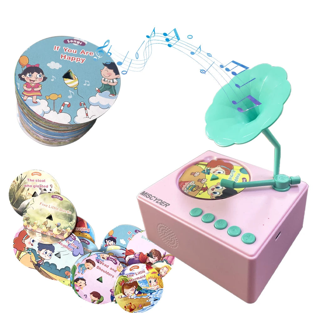 Toddlers Story Musical Toys-Kids Phonograph Story Music Player with 96 Cards-Children's Educational Birthday Xmas Gifts