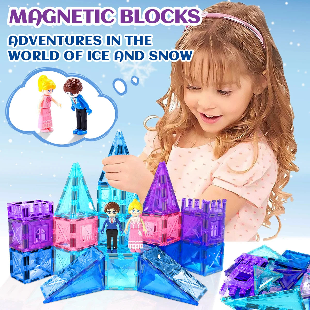 Frozen Toys for Girls Magnetic Tiles Princess Castle Building Blocks Toys Girls Toys Magnetic Blocks Birthday Gifts STEM Toys