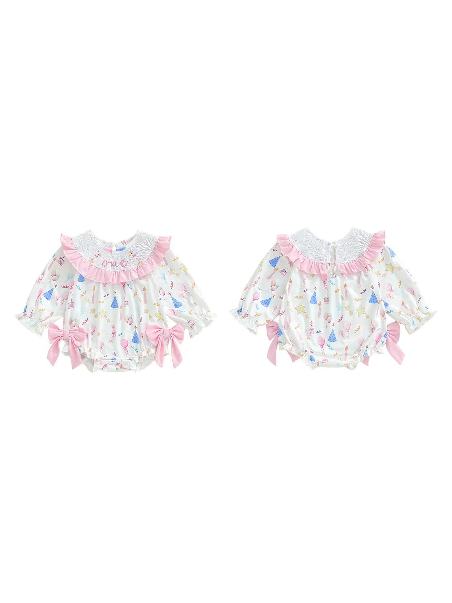 Toddler Girls Birthday Romper With Cute Bow