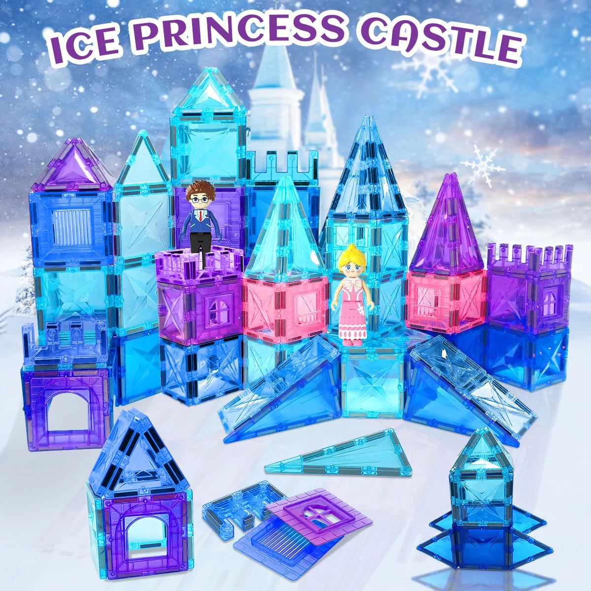 Frozen Toys for Girls Magnetic Tiles Princess Castle Building Blocks Toys Girls Toys Magnetic Blocks Birthday Gifts STEM Toys