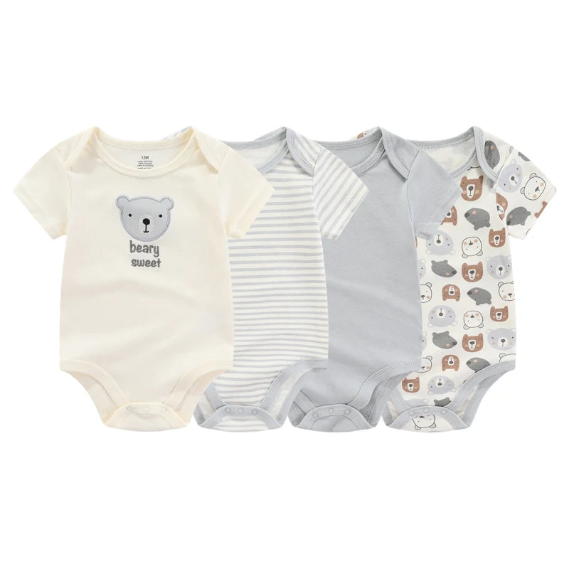 Short Sleeve Cartoon Baby Bodysuit