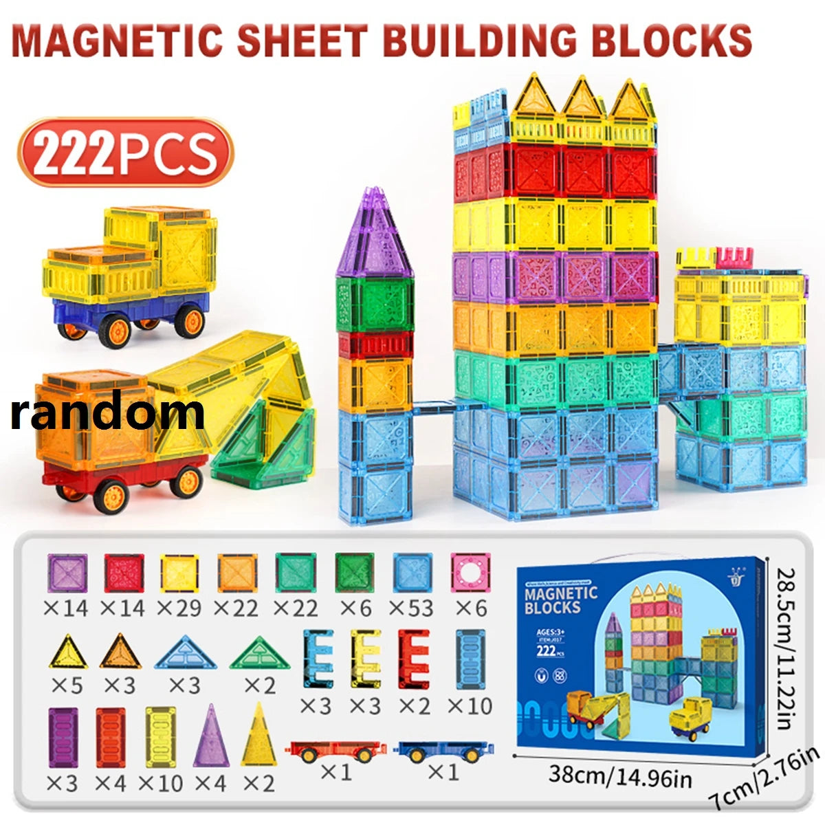 Colorful Creative Educational Magnetic Brick Building Blocks, children's DIY fine motor skills magnetic pieces, suitable for