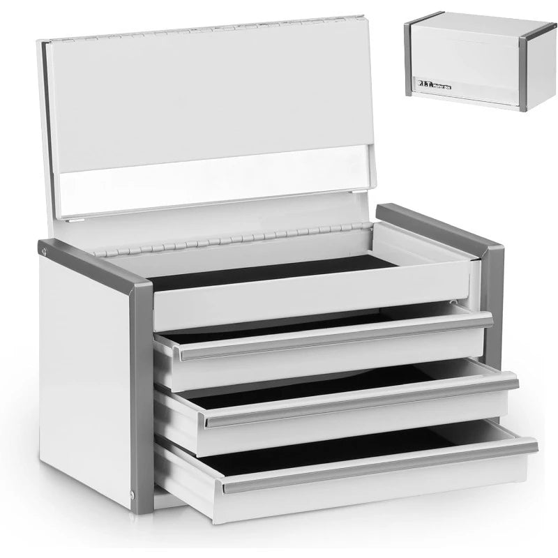 Mini White Steel 3 Drawer Tool Box