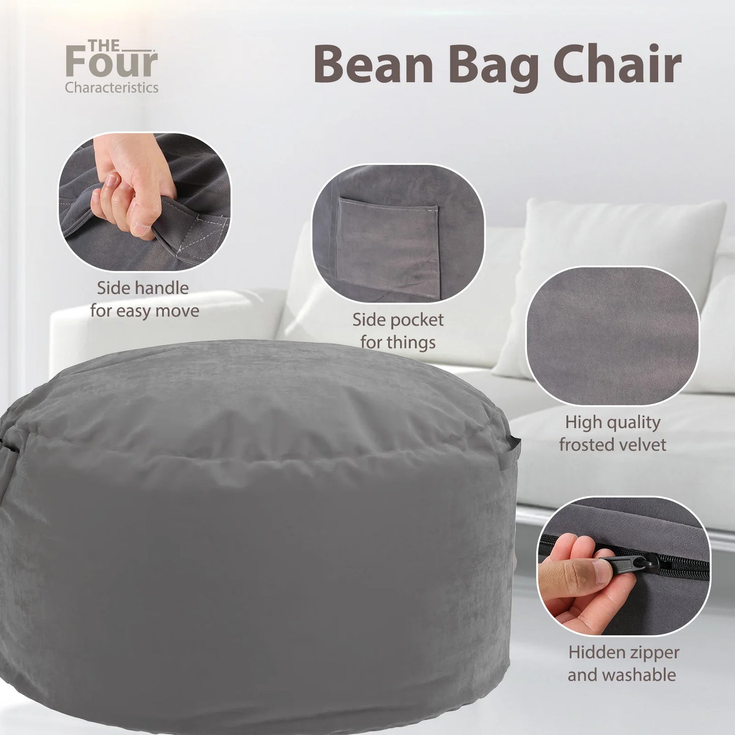 Oversized 3/4FT Bean Bag Chair