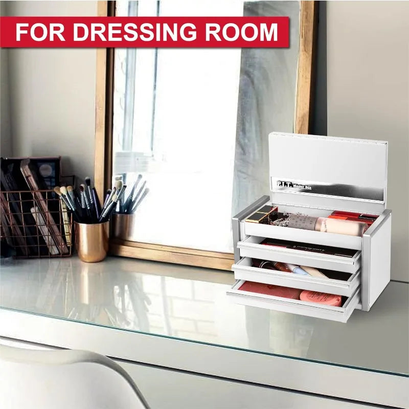 Mini White Steel 3 Drawer Tool Box