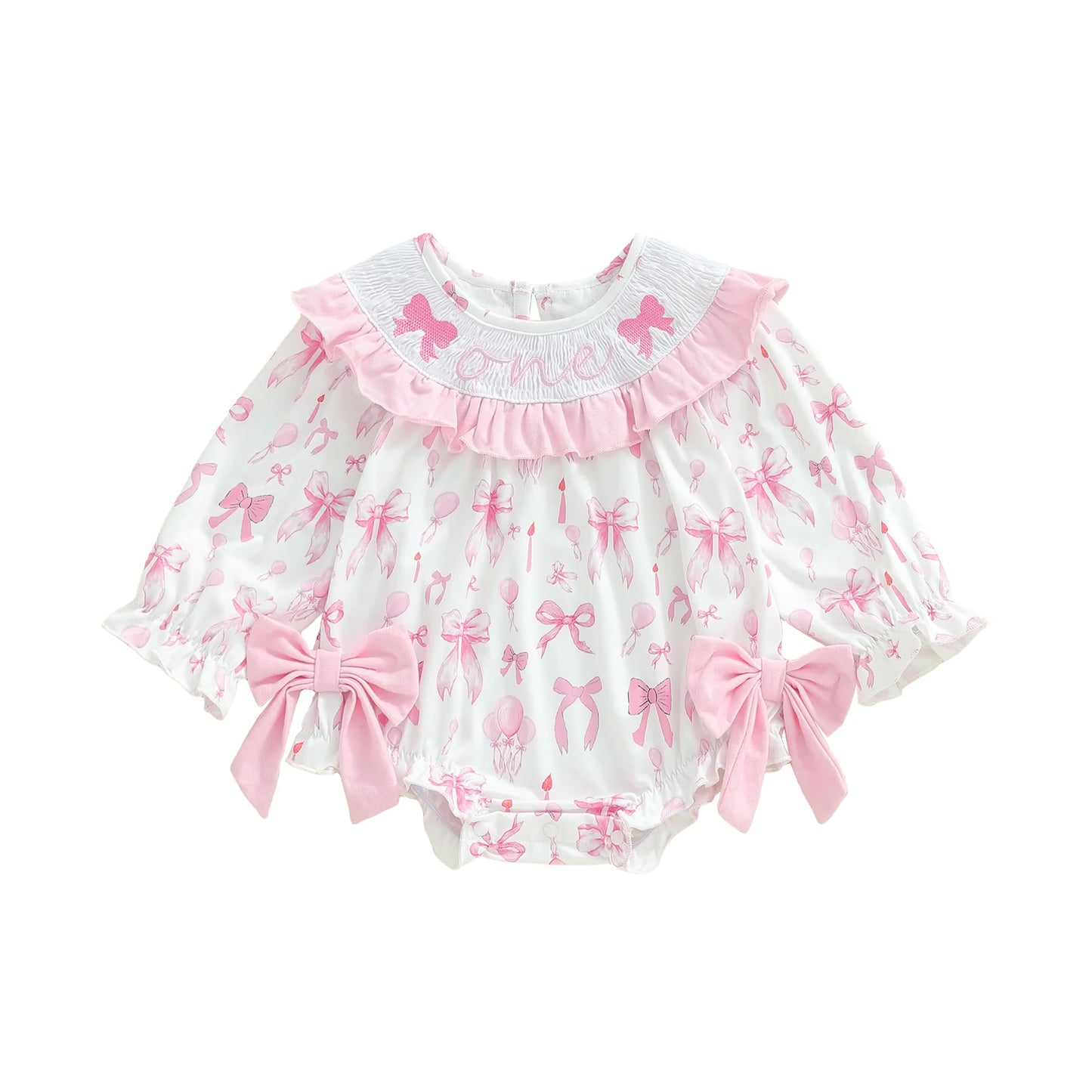 Toddler Girls Birthday Romper With Cute Bow