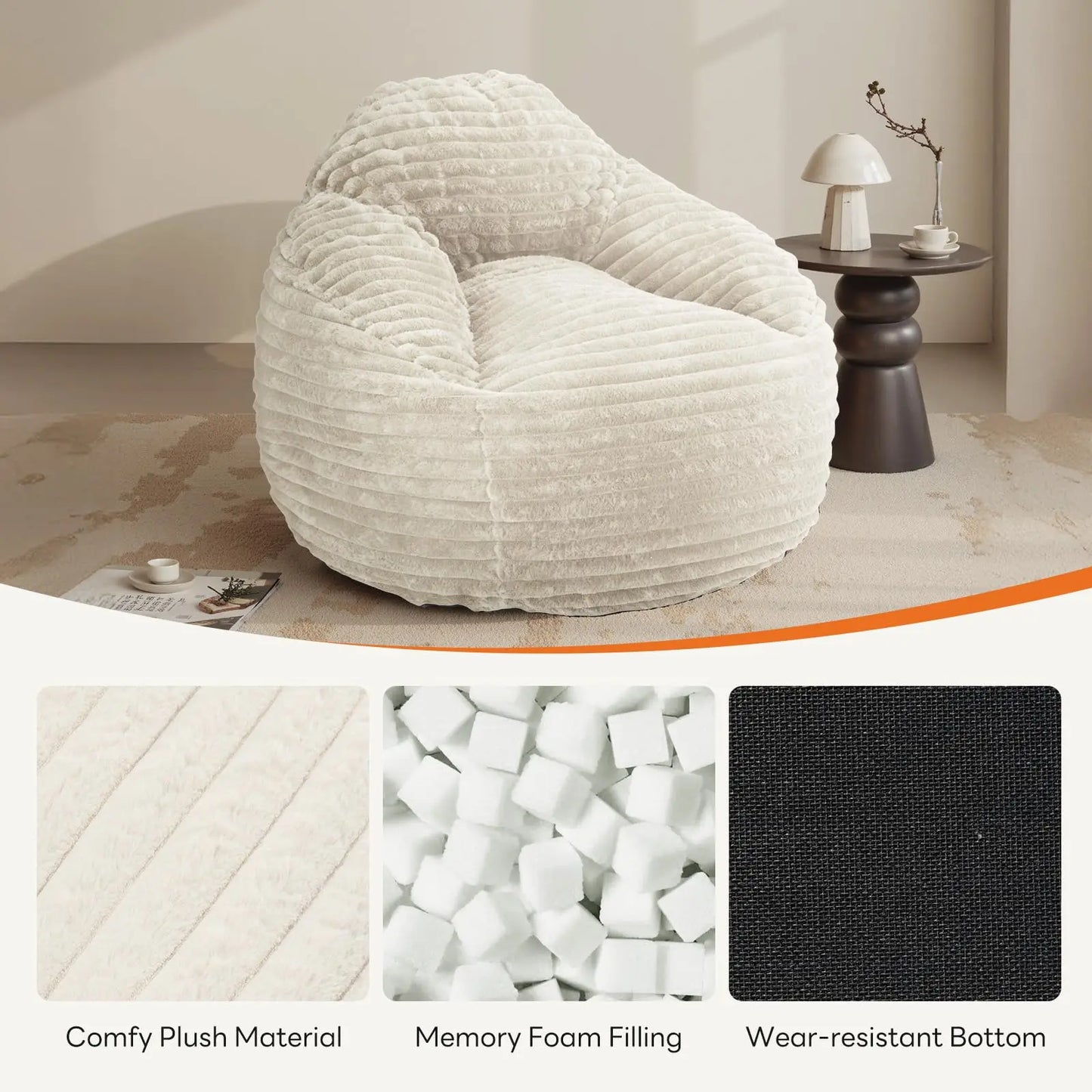 Plush 39 Inch Bean Bag Chair