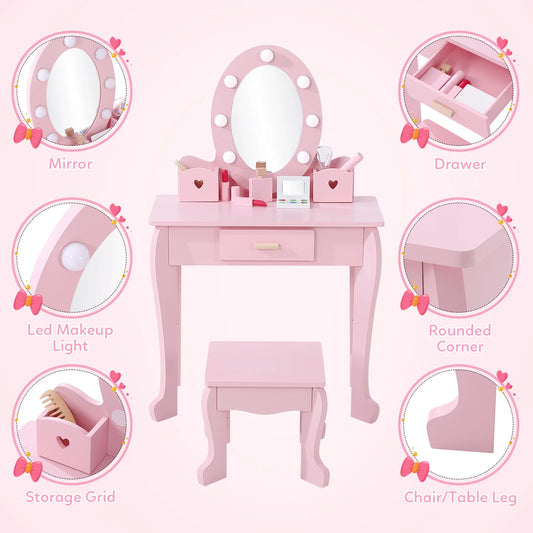 Girls' Vanity Table and Chair Set