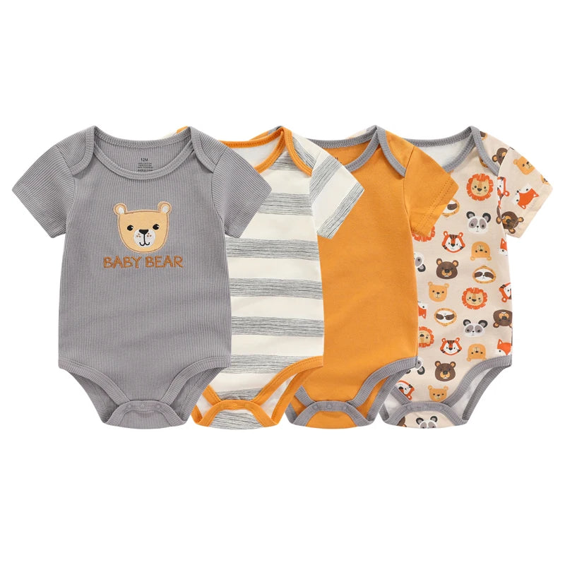 Short Sleeve Cartoon Baby Bodysuit